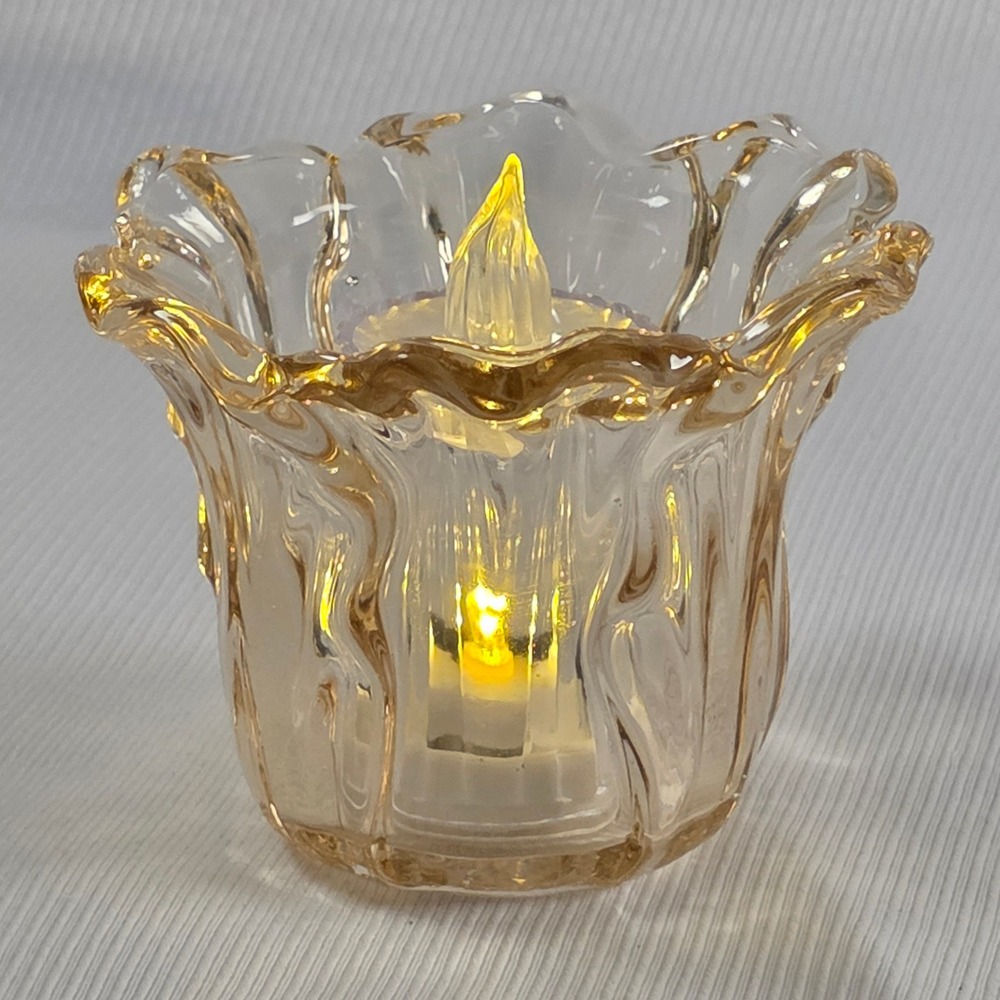 Champagne Glass Votive Candle Holder 3x4" Wide Ruffled Wavy 9oz New Luxury Decor